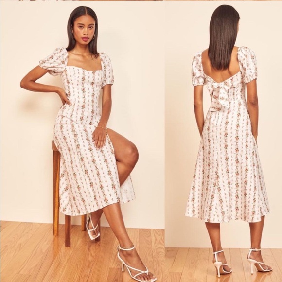 Reformation Denver linen midi dressing heath poppyseed - Picture 2 of 9